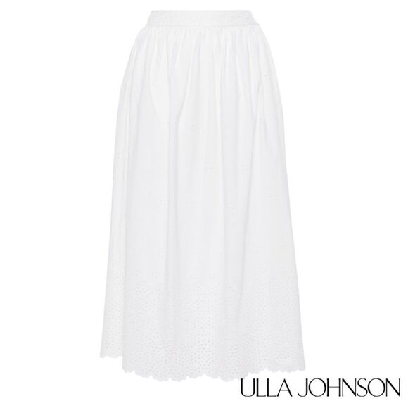Ulla Johnson **NWT** Marisol Eyelet A Line Cotton Midi Skirt in Cowrie White - Picture 9 of 15